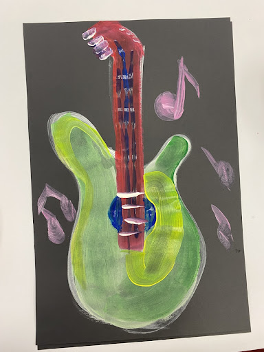 Science Plus Painting: ” Electromagnetic Electric Guitar”